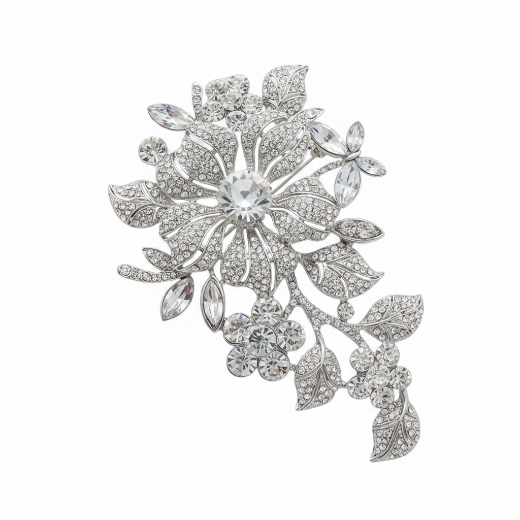 Crystal Flower Brooch