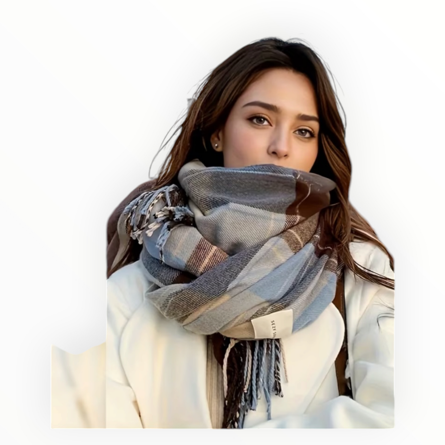 Retro Scottish Plaid Tassel Scarf