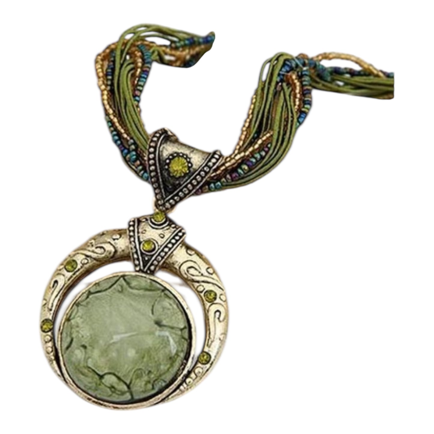 Bohemian Green Marble Pendant Necklace