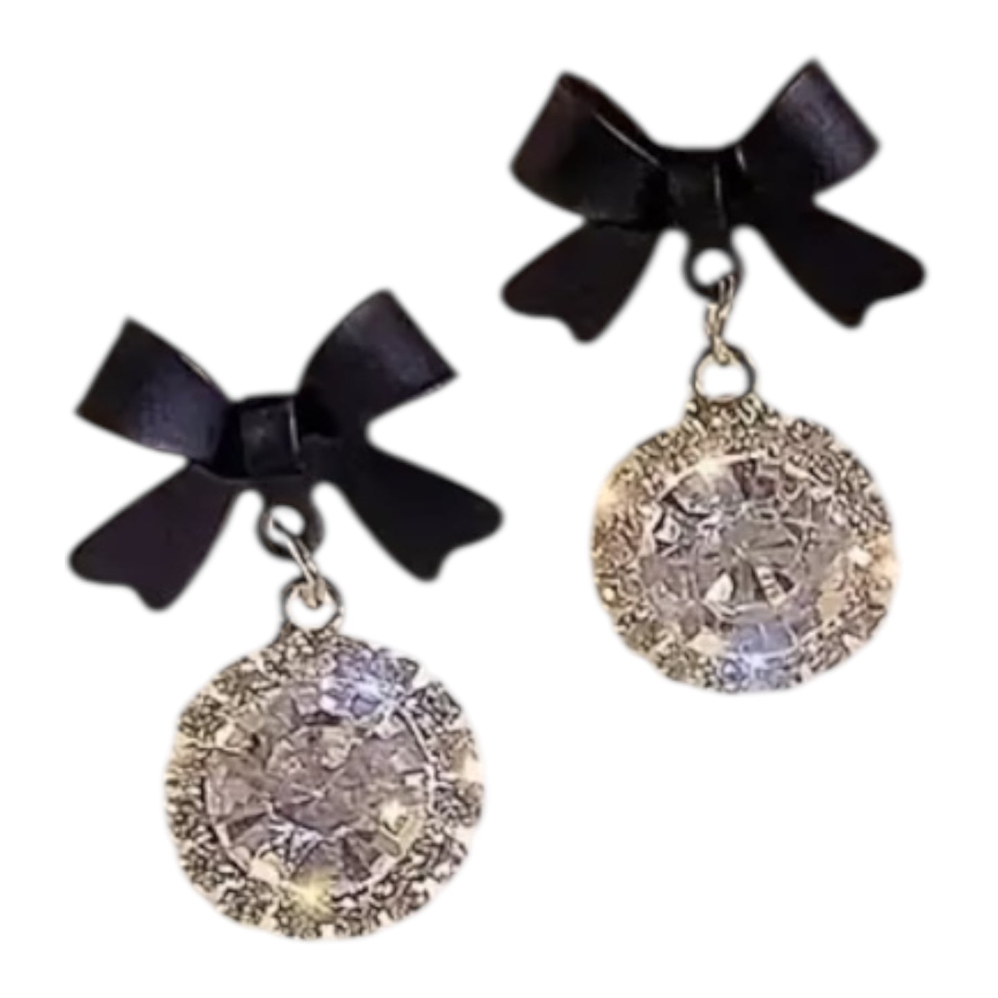 Glam Bow Knot Drop Earrings with Rhinestones