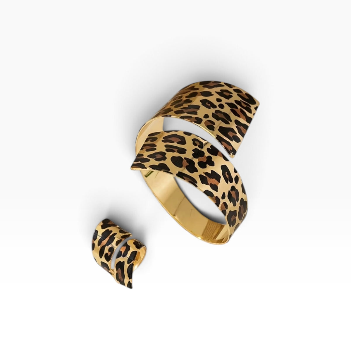Leopard Print Bracelet & Ring Set