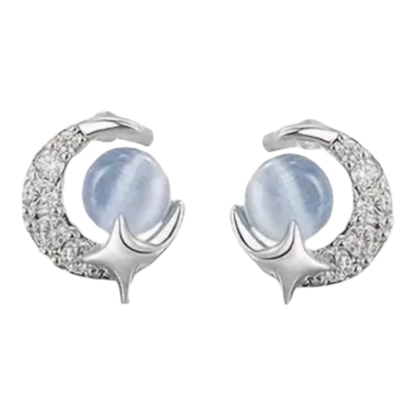 Moon and Star Stud Earrings
