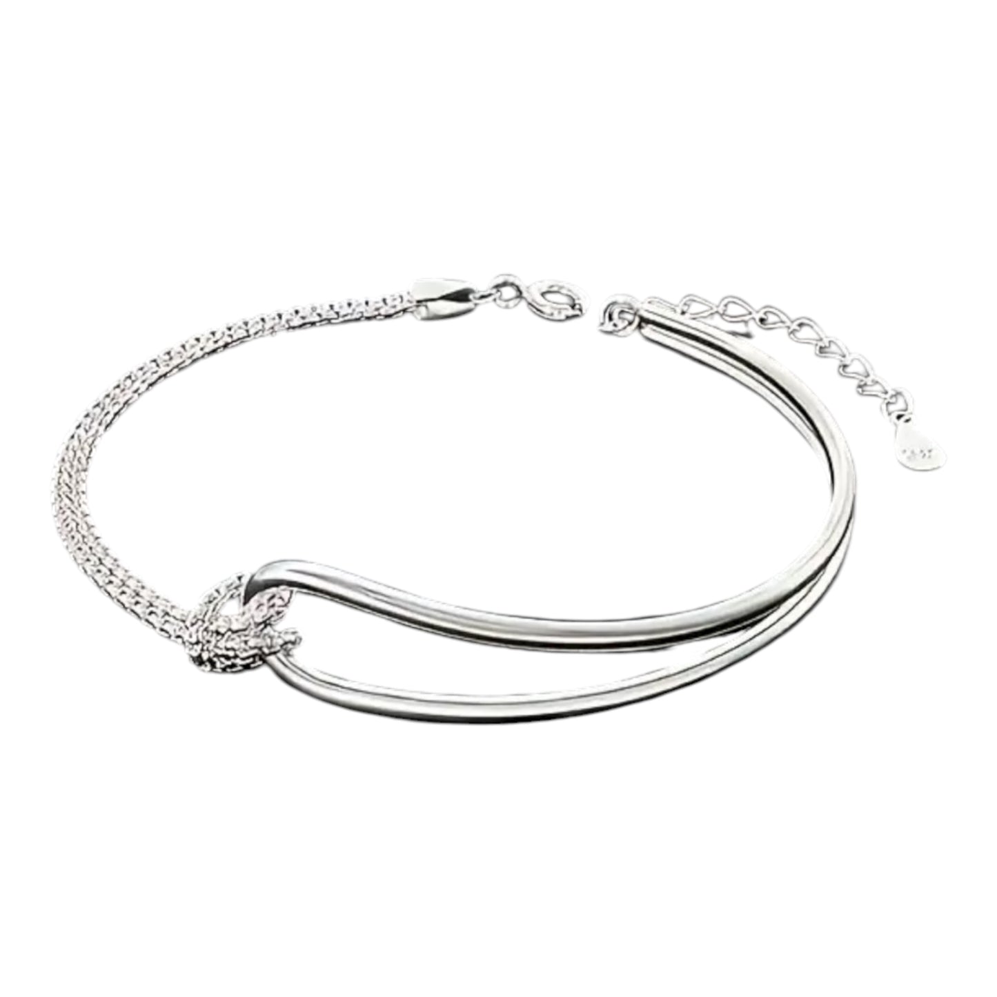 Sterling Silver Geometric Arc Twist Bracelet
