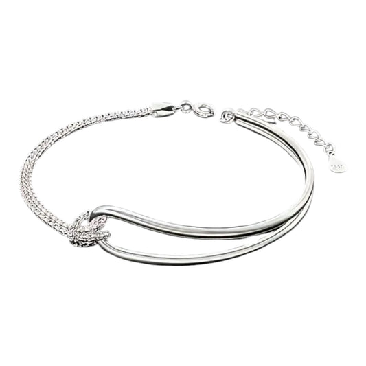 Sterling Silver Geometric Arc Twist Bracelet