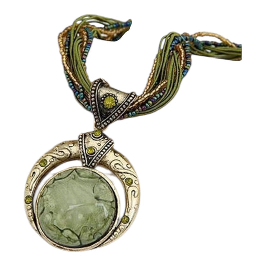 Bohemian Green Marble Pendant Necklace