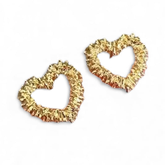 Delicate Golden Hollow Heart Stud Earrings