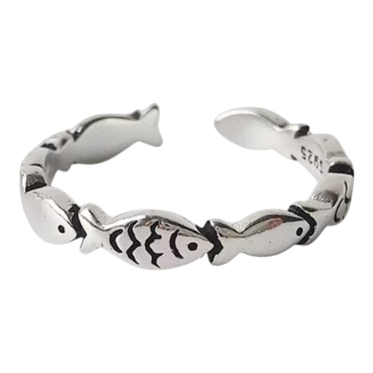 Japanese & Korean Style Sterling Silver Fish Ring