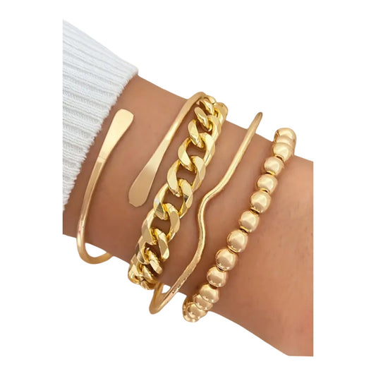 4-Piece Gold Bangle Bracelet Set