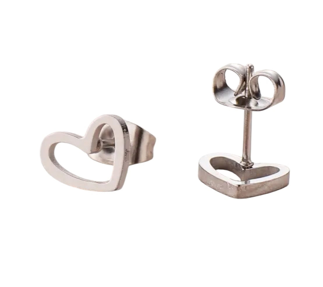 Stainless Steel Heart Stud Earrings