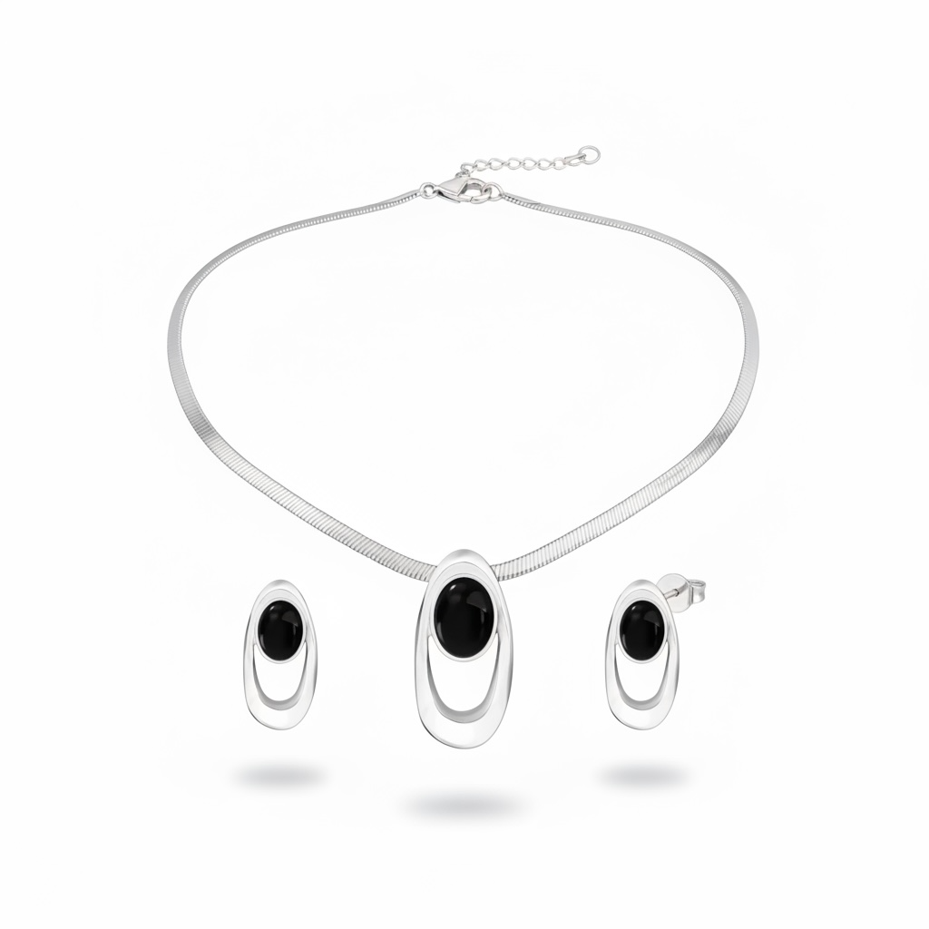 Modern Geometric Necklace & Stud Earring Set