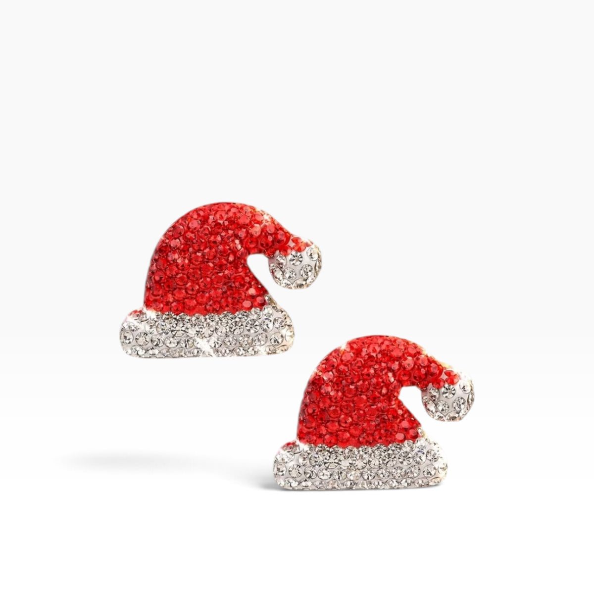 Sparkling Santa Hat Stud Earrings