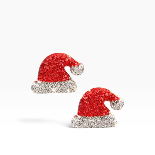 Sparkling Santa Hat Stud Earrings