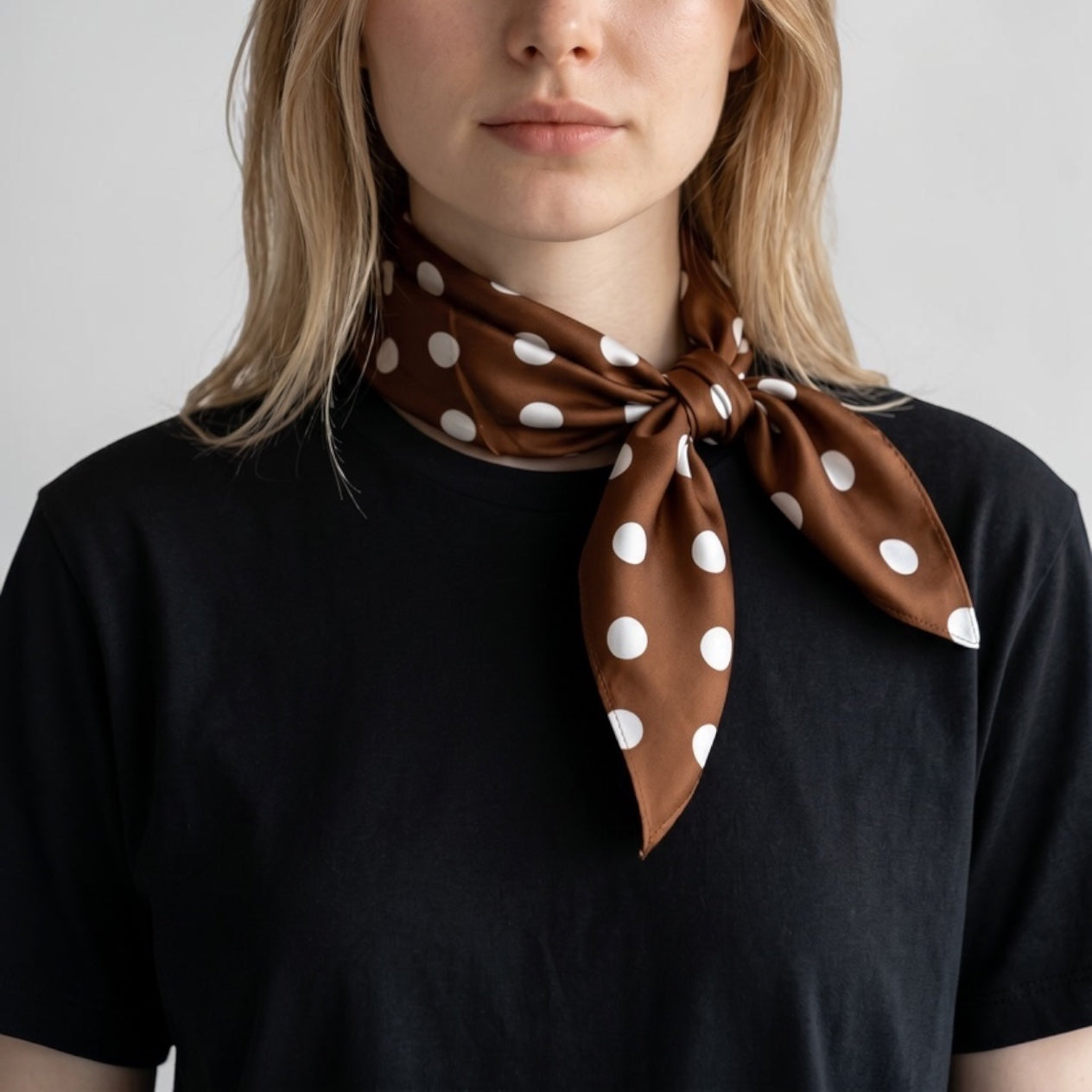 Brown Polka Dot Fashion Headscarf