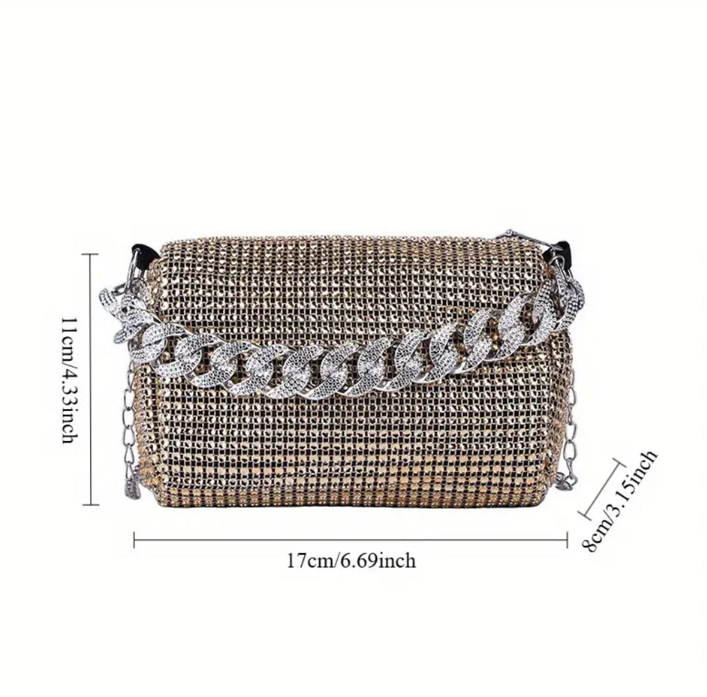 Sparkling Rhinestone Crossbody Mini Bag