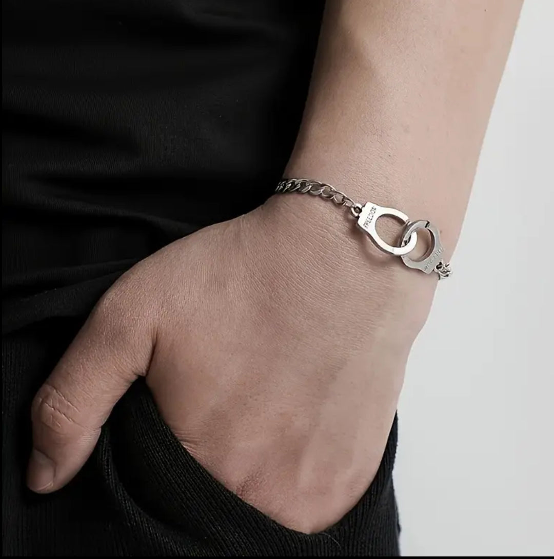 Freedom Engraved Handcuff Bracelet