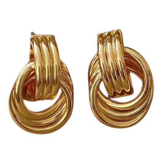 Women’s Gold-Tone Knotted Hoop Stud Earrings