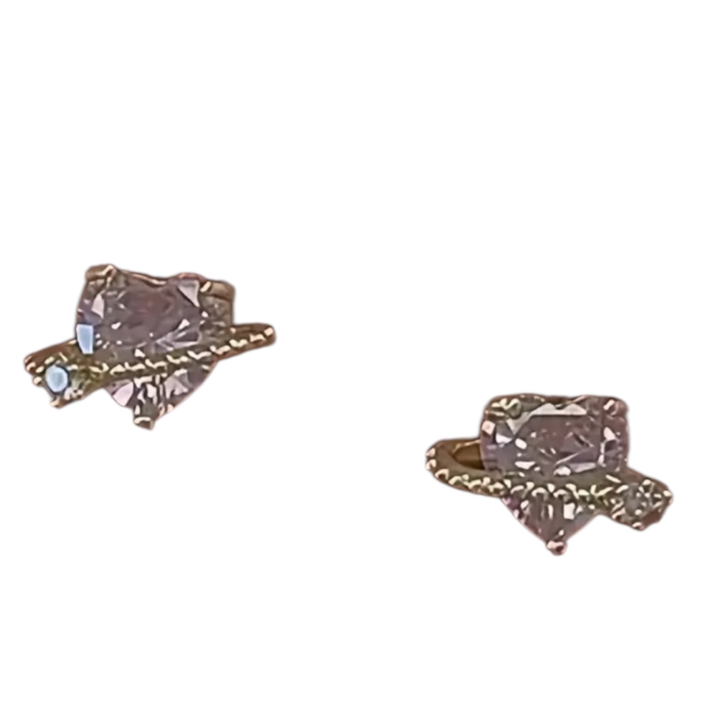 Heart-Shaped Cubic Zirconia Stud Earrings